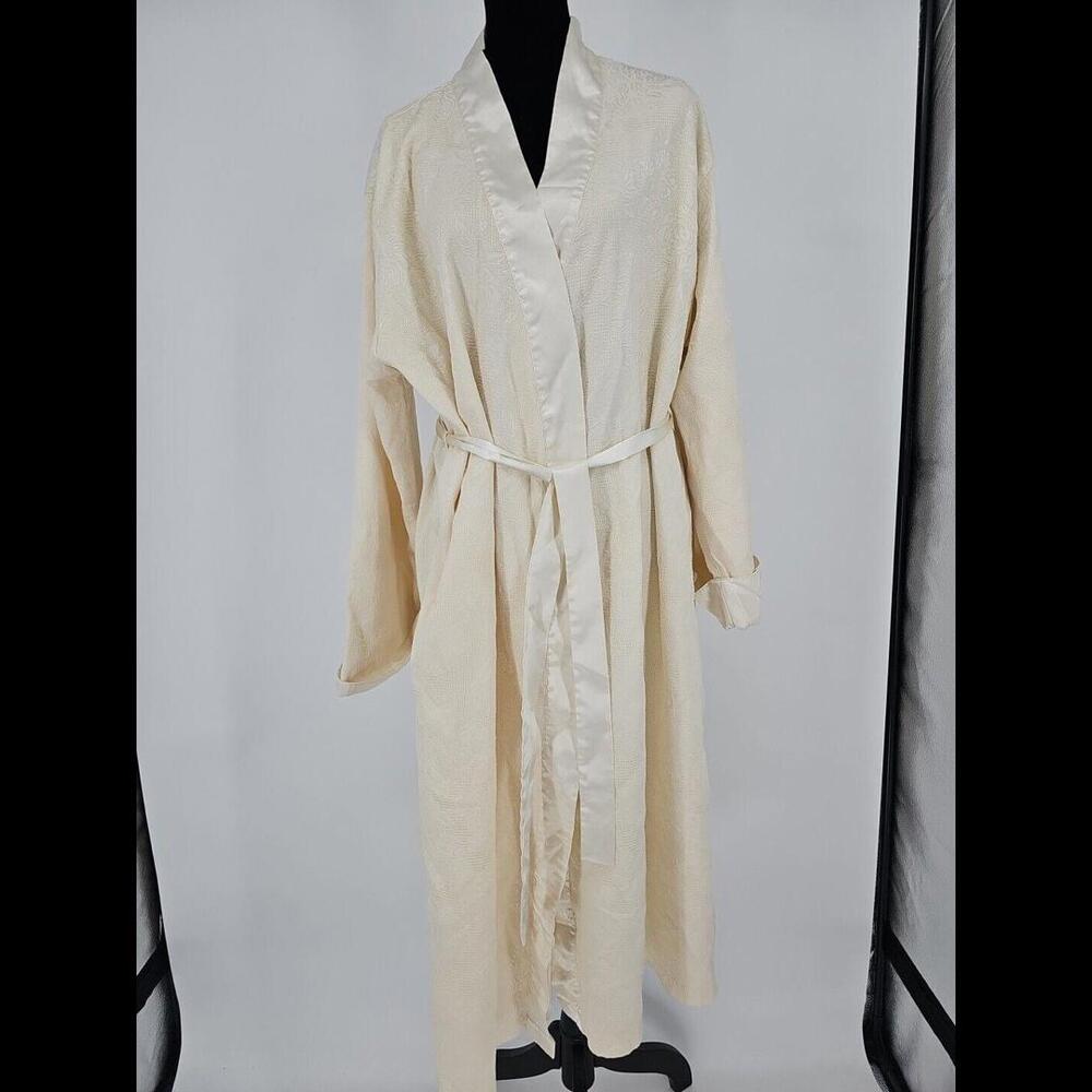 Cabernet Sleepwear Full Length Robe Lined Ivory Floral Womens Plus L‎ AS IS